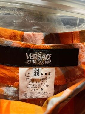 Versace Jeans Couture Orange Printed Pants Size 24 to 42 Available with Tags
